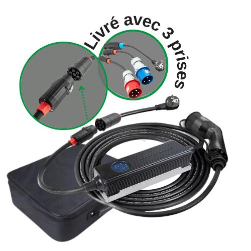 Cable recharge voiture electrique, Type 2, 10m - INTFRADIS