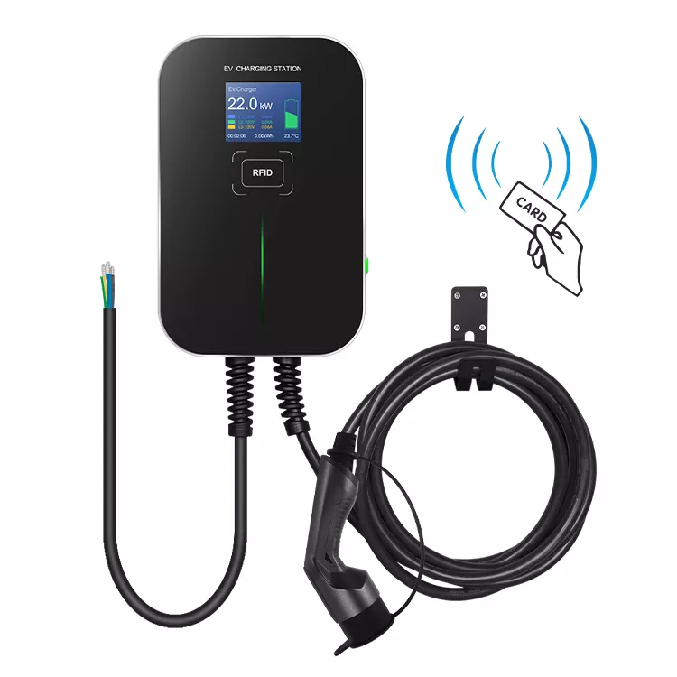 2153RFID - Borne murale VE avec câble 6 mètres 32A, 22kw triphasé T2
